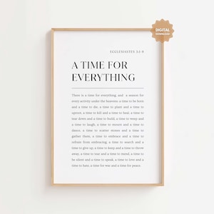 Ecclesiastes 3:1-8 NIV There is a Time For Everything, Bible Verse Wall Art Printable, Scripture Digital Download, Christian Wall Art Decor