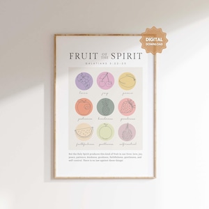 Galatians 5:22-23 Fruit of the Spirit Wall Art, Love Joy Peace Bible Verse Print, Christian Wall Art, Scripture Download, Nursery Scripture