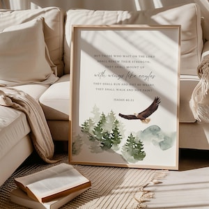 Isaiah 40:31 Eagle’s Wings Printable Wall Art, Scripture Quote, Christian Digital Download, Minimalist Wall Decor