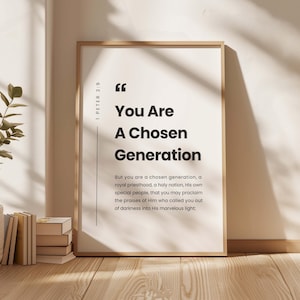 1 Peter 2:9 NKJV You are a chosen generation, A royal priesthood, Bible Verse Printable Wall Art, Scripture Print Download, Christian Decor