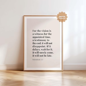 Habakkuk 2:3 Christian Wall Art Printable, Bible Verse Wall Art, Scripture Digital Download, Bible Verse Quote, Christian Home Decor Print