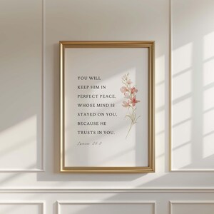 Isaiah 26:3 NKJV You will keep him in perfect peace Wall Art Printable, Christian Wall Art, Bible Verse Wall Art, Scripture Digital Download