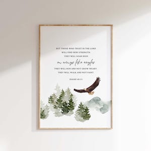 Jesaja 40:31 Bibel Vers Wand Kunst Printable | Die auf den Herrn Vertrauen | Adler Christliche Schriftkunst | Glaube Dekor Digitaler Download