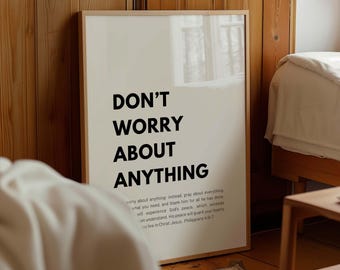 Philippians 4:6-7 NLT Don't worry about anything; Pray about everything, Christian Wall Art, Bible Verse Print, Scripture Digital Download