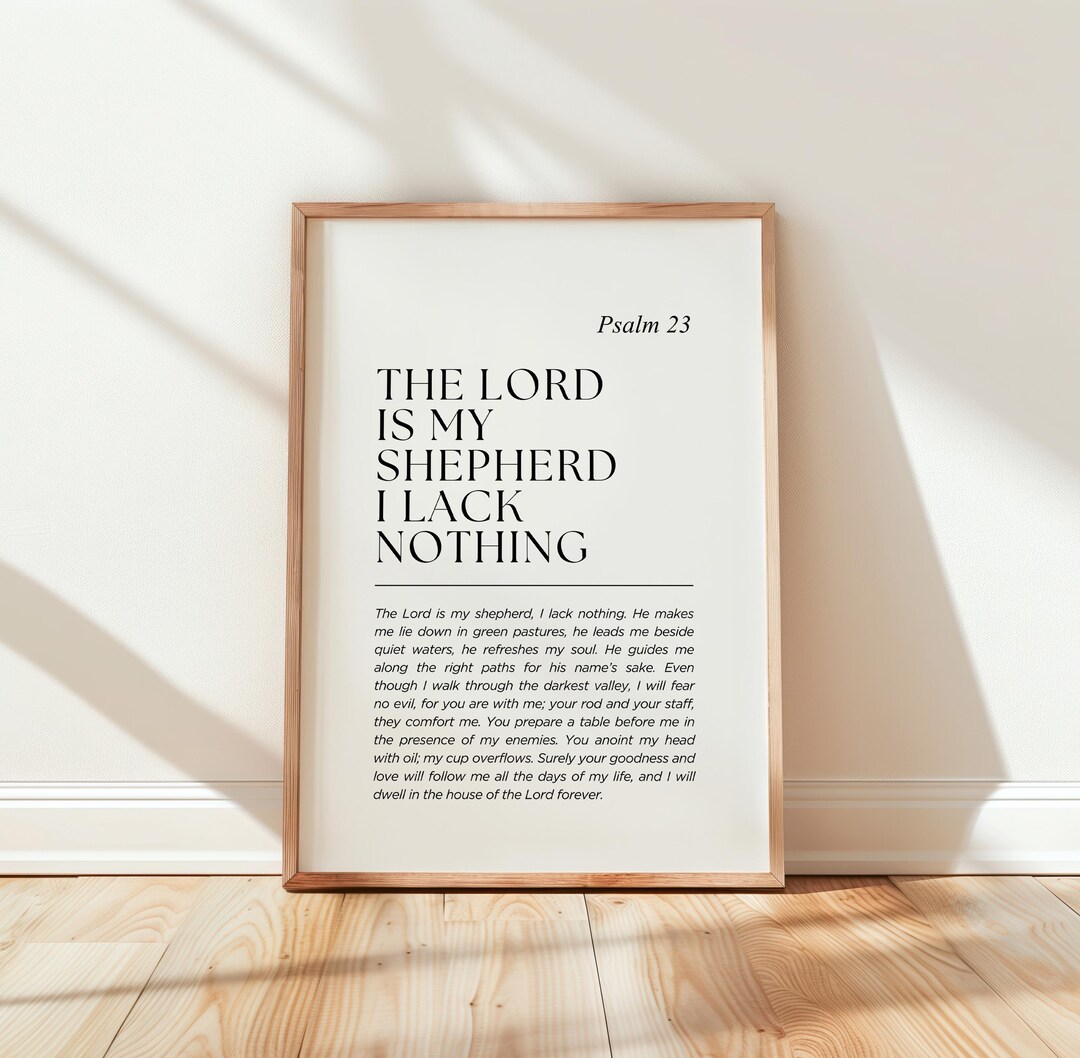 Psalm 23 Wall Art Printable, the Lord is My Shepherd, Modern Bible ...