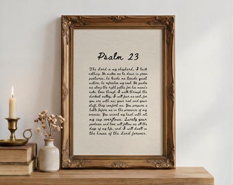 Psalm 23 Bible Verse Printable Wall Art, The Lord Is My Shepherd Scripture Print, Minimalist Christian Home Decor, Digital Download