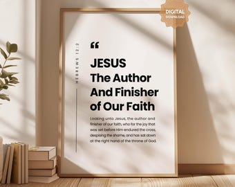 Hebrews 12:2 Bible Verse Print, Christian Wall Art (Digital Download)