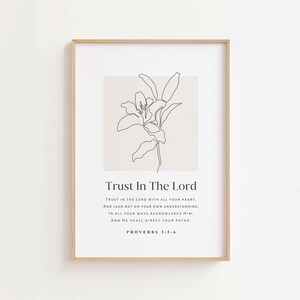 Proverbs 3:5-6 NKJV Trust in the Lord with all your heart, Bible Verse Wall Art, Scripture Digital Print, Christian Wall Art, Church Decor