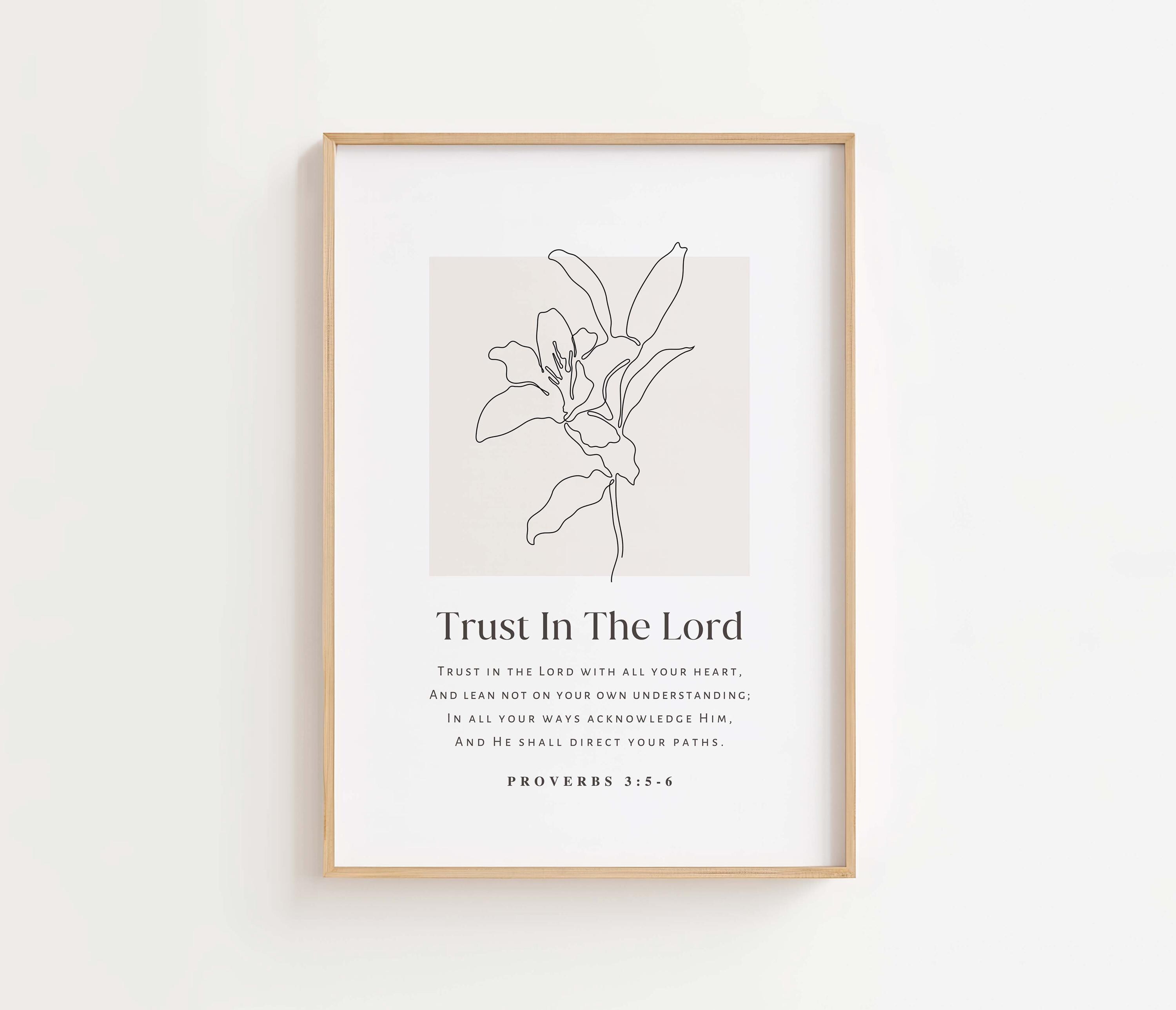 Proverbs 3:5-6 NKJV Trust in the Lord with all your heart, Bible Verse Wall Art, Scripture Digital Print, Christian Wall Art, Church Decor