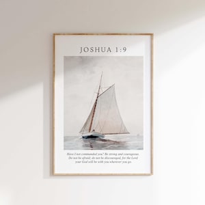 Joshua 1:9 NIV Be strong and Courageous, Christian Wall Art, Scripture Digital Download Printable, Bible Verse Decor, Church Wall Decor