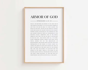 Armadura de Dios imprimible, Efesios 6:10-18, Arte Cristiano para Pared (Descarga Digital)