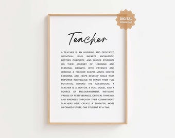 Teacher Definition Print: Teacher Appreciation Wall Art (Digital Download)