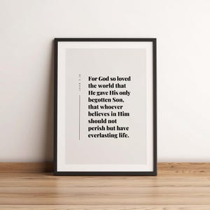 John 3 16 NKJV For God so loved the world, Christian Wall Art, Bible Verse Poster, Baptism Gift, Scripture Digital Download Printable
