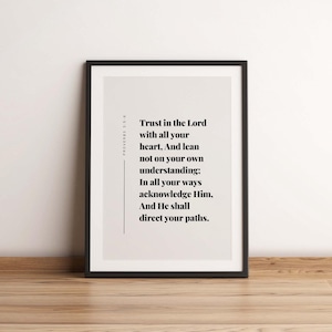 Sprüche 3:5-6 Schrift Druck, christliche Wandkunst (digitaler Download)