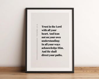 Proverbios 3:5-6, lámina con versículo bíblico, arte mural cristiano (descarga digital)