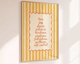 Gálatas 5:22-23 Fruto do Espírito, Amor, Alegria e Paz - Impressão de Versículo Bíblico, Arte de Parede Cristã, Download das Escrituras, Arte de Parede com Versículos Bíblicos Modernos