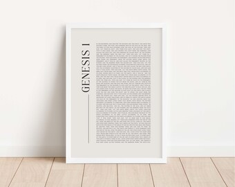 Genesis 1 Creation Bible Verse Print, Inspirational Christian Home Decor, Digital Scripture Art