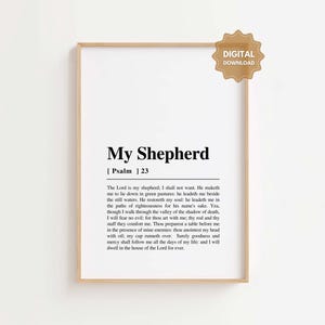 Psalm 23 KJV The Lord is My Shepherd, Christian Home Décor, Bible Verse Digital Download Printable, Christian Wall Art, Minimalist Scriputre