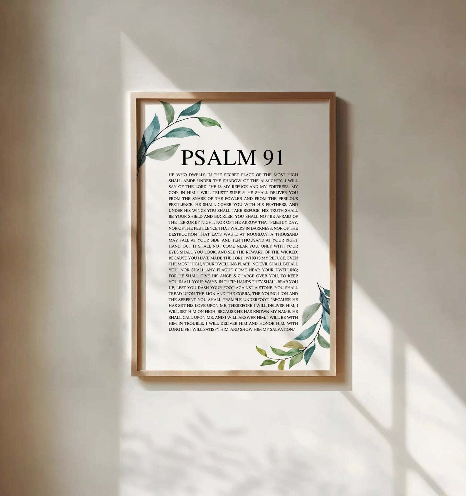 Psalm 91 NKJV Wall Art, Christian Home Décor, Christian Wall Art Printable, Psalm 91 Printable ...