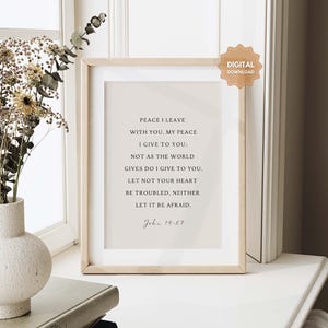 John 14:27 NKJV Peace I leave with you, Bible Verse Print, Christian Gift, Christian Home Decor, Christian Wall Art, Scripture Print