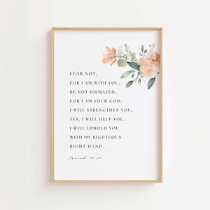 Isaiah 41:10 NKJV Fear not, for I am with you, Bible Verse Printable, Christian Wall Art, Scripture Digital Download Print, Baptism Gift
