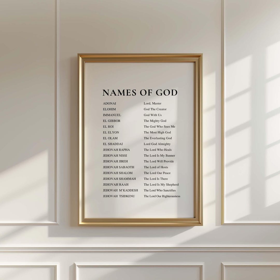 Names of God Wall Art Print: Christian Home Decor (digital Download, 5 ...