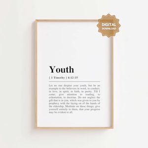 1 Timothy 4:12-15 NKJV Let no one despise your youth Bible Verse Wall Art, Christian Home Decor, Church Decor, Scripture Digital Download