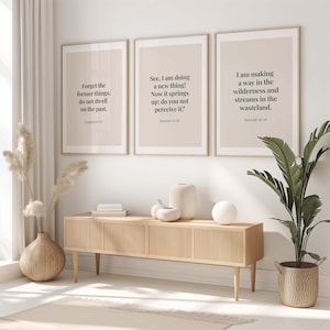 Isaiah 43:18-19 NIV I am doing a new thing, Set of 3 Bible Verse Wall Art, Christian Wall Art, Bible Verse Wall Art, Scripture Print
