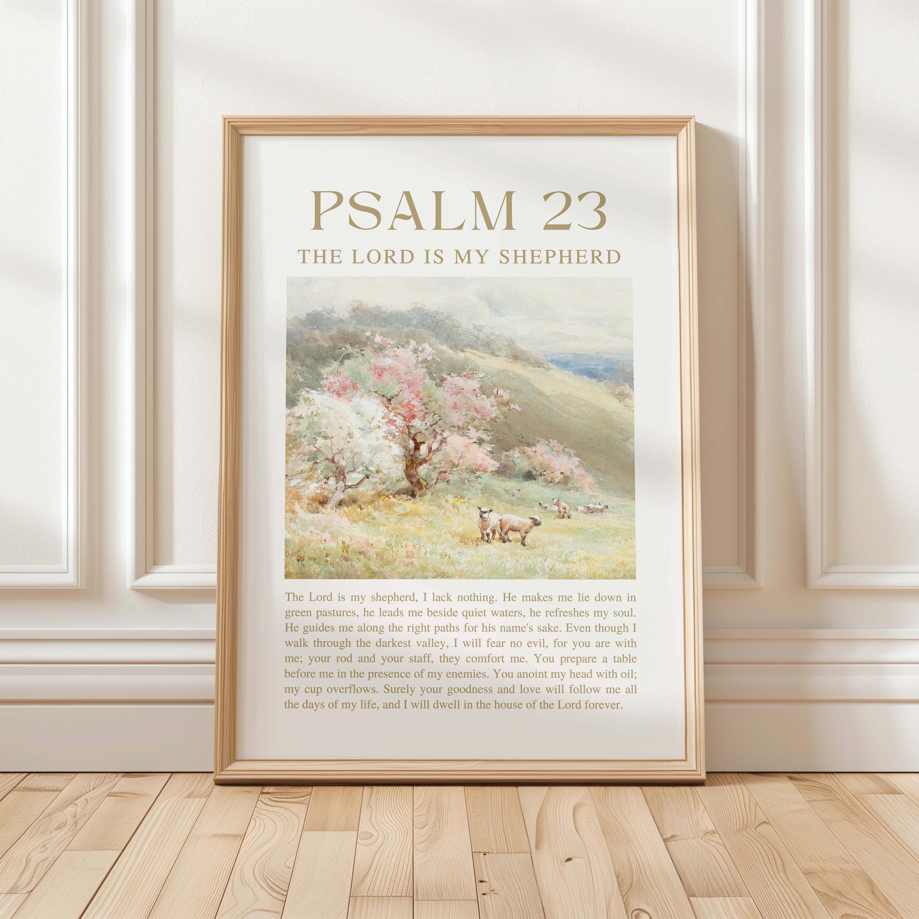 Psalm 23 Wall Art Printable, the Lord is My Shepherd, Vintage Bible ...