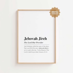 Jehovah Jireh Wall Art Printable, Names of God Decor, The Lord Our Provider, Jehovah Jireh Printable, Scripture Wall Art, Genesis 22:14