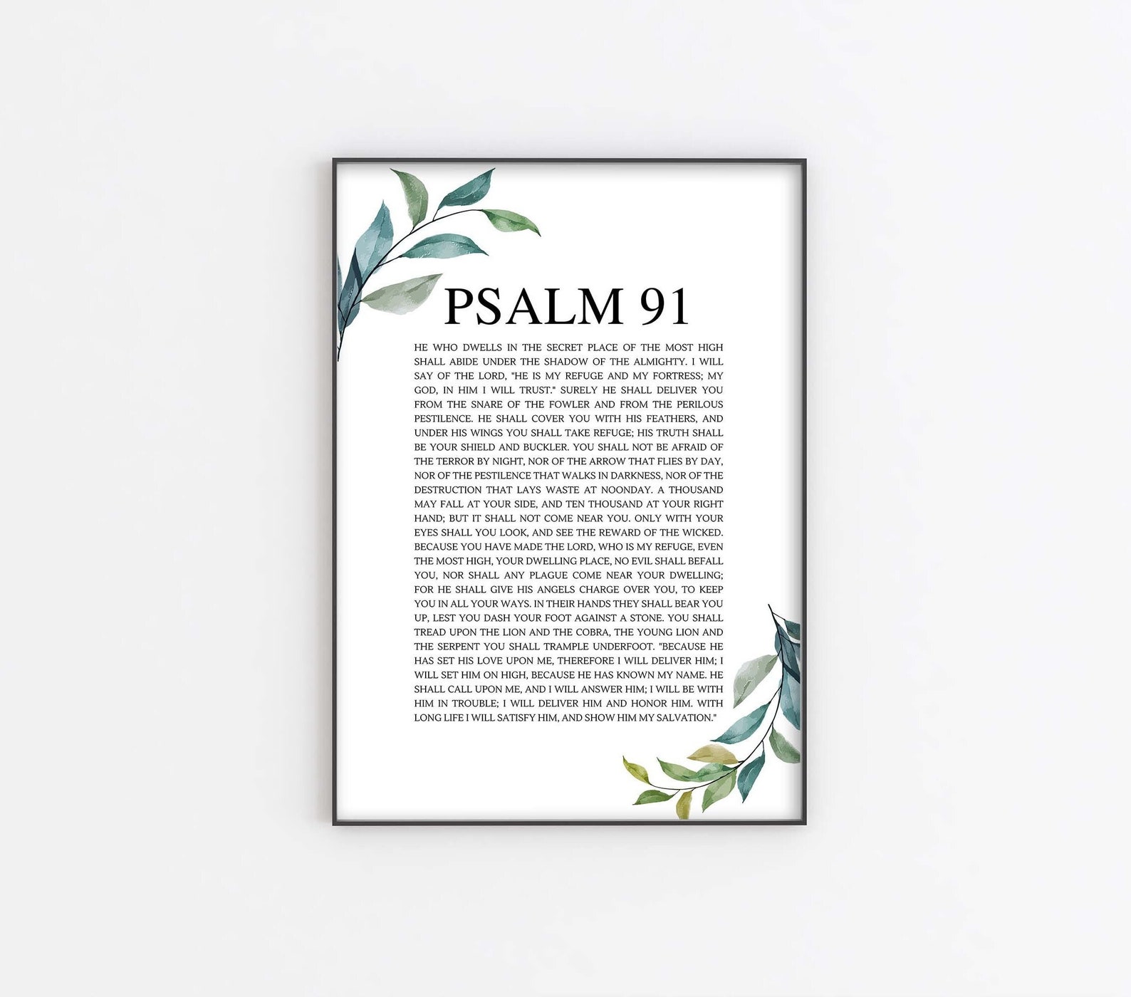 Psalm 91 NKJV Wall Art, Christian Home Décor, Christian Wall Art Printable, Psalm 91 Printable ...