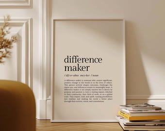 Arte de pared imprimible "Marcador de la Diferencia" / Póster con cita inspiradora / Decoración motivacional para oficina y aula / Cita de liderazgo / Descarga digital