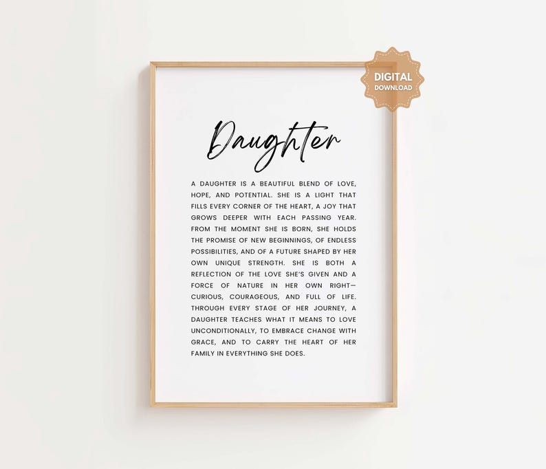 Daughter Definition Print: Girl Room Wall Art (digital Download) - Etsy ...