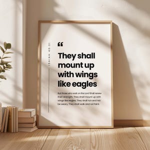 Isaiah 40:31 NKJV Mount up with wings like eagles, Christian Wall Art, Bible Verse Wall Art, Christian Home Decor, Modern Scripture Print