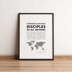Matthieu 28:19-20 NIV Par conséquent, allez faire des disciples de toutes les nations, art mural verset de la Bible, téléchargement impression numérique des écritures, décoration d&#39;église,