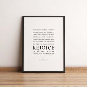 Habakkuk 3:17-19 NIV Bible Verse Wall Art, Yet I will rejoice in the Lord, Christian Wall Art, Scripture Digital Download Printable