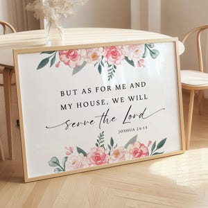 Joshua 24:15 As For Me and My House We Will Serve The Lord, Bible Verse Print, Christian Horizontal Wall Art, Bible Verse Digital Download
