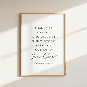1 Corinthians 15:57 Wall Art Printable, Victory through our Lord Jesus Christ. Scripture Print, Christian Home Decor, Digital Download
