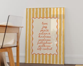 Galatians 5:22-23 Fruit of the Spirit, Love Joy Peace Bible Verse Print, Christian Wall Art, Scripture Download, Modern Scripture Wall Art