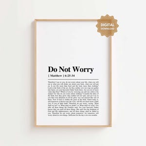 Matthew 6:25-34 NKJV Do Not Worry,  Christian Home Décor, Bible Verse Digital Print, Christian Wall Art, Bible Printable