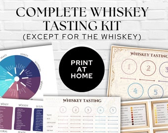 Printable Whiskey Tasting Kit, Whiskey Lover Tasting Mat, Instant Download Whiskey Score Sheet, Whiskey Tasting Card, Home Whiskey Flight