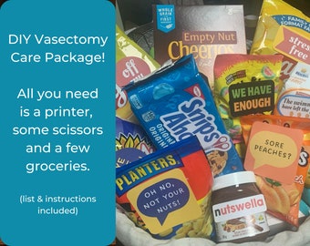 Digital Vasectomy Care Package, DIY Funny Vasectomy Food & Drink Gift Basket, Vasectomy Party, Vasectomy Gift, Vasectomy Card