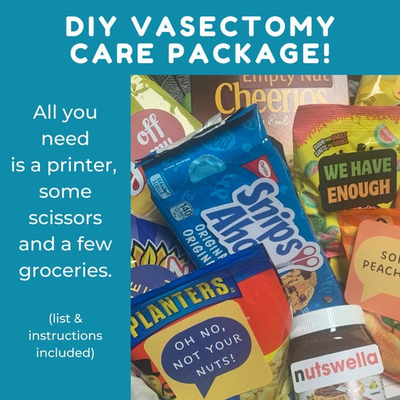 Digital Vasectomy Care Package, DIY Funny Vasectomy Food & Drink Gift Basket, Vasectomy Party, Vasectomy Gift, Vasectomy Card