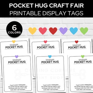 Cartes de câlin de poche imprimables pour affaires au crochet, étiquettes au crochet pour articles faits main, modèle de carte de poème câlin de poche