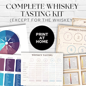 Kit de degustação de uísque para impressão, tapete de degustação Whiskey Lover, planilha de pontuação de uísque para download instantâneo, cartão de degustação de uísque, voo de uísque Burns Night