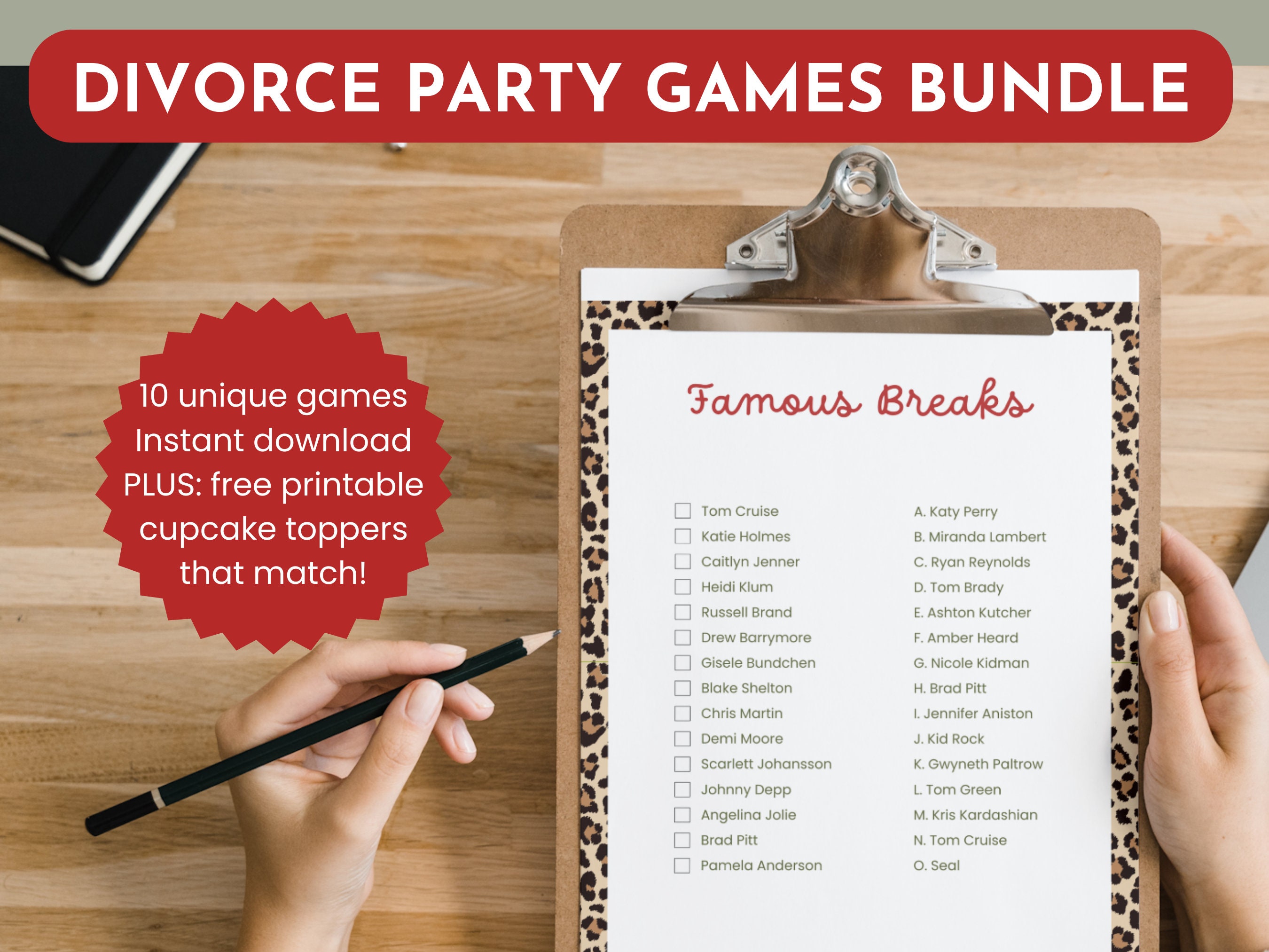 10 Printable Divorce Party Games Bundle, Funny Breakup Games, Divorcee
