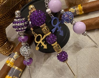 Prince cigar pick. Cigar poker, nubber, Mother’s Day gift. Birthday gift. Purple bead cigar pick.