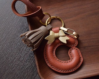 Porte-clés lettre en cuir à personnaliser | Porte-clés personnalisé lettre de luxe pour sac à main de créateur, sac fourre-tout, sac de sport | Porte-clés | Bijou de sac