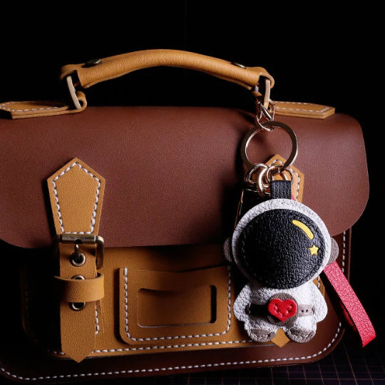 SummerTimeAcessories Designer Astronaut Leather Keychain | Leather Keychain for Women | Astronaut Keychain | Keychain for Duffle Bags and Tote Bags | Bag Charm