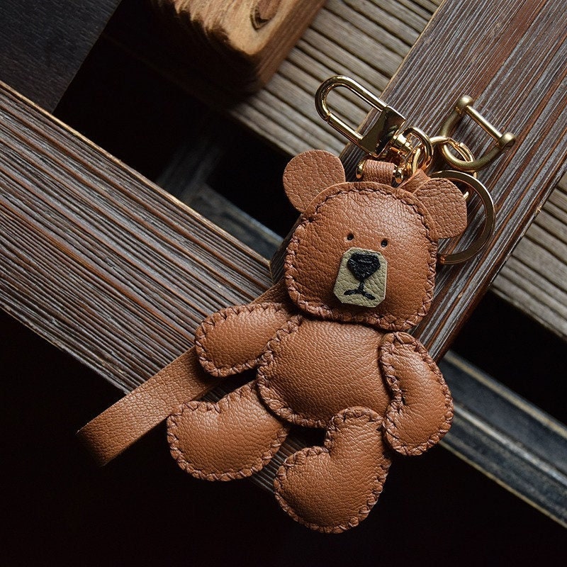 Teddy Bear Shaped Louis Vuitton Style Damier Keychain/Bag Charm (With Strap)